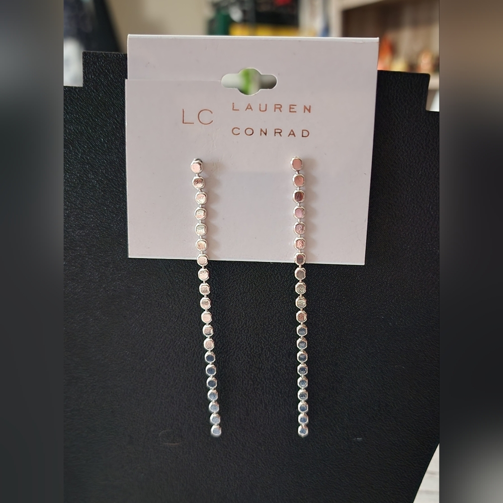 LC Lauren Conrad silver dot drop earrings